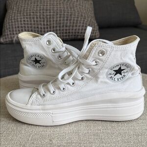 Converse Women's White Platform High-Tops 7.5